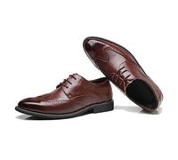 LMUIPMAA Zapatos de Traje para Hombre Brogue con Cordones Oxford para Boda y Negocios,Marrón,48 EU