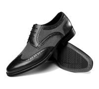LMUIPMAA Zapatos De Vestir Clásicos Oxford para Hombre Formales Zapatos Brogues con Cordones para Boda Noche,Negro,44 EU