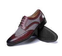 LMUIPMAA Zapatos De Vestir Clásicos Oxford para Hombre Formales Zapatos Brogues con Cordones para Boda Noche,Rojo,47 EU
