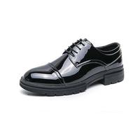 LMUIPMAA Zapatos de Vestir con Cordones para Hombre Zapatos de Traje de Oficina Informales de Negocios Formales Modernos Zapatos Oxford de Cuero Charol,Negro,42 EU
