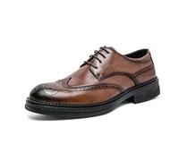 LMUIPMAA Zapatos de Vestir con Cordones para Hombre Zapatos Oxford Casuales de Cuero con Punta de ala Comodidad Zapatos Brogue Formales para Bodas de Negocios,Marrón,40 EU