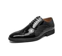 LMUIPMAA Zapatos De Vestir De Cordones Tipo Brogue con Brillo para Hombre De Punta Redonda para Bodas Y Fiestas Nocturnas,Negro,40 EU