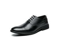 LMUIPMAA Zapatos de Vestir de Cuero Brogue para Hombre con Cordones y Punta de ala Zapatos de Boda Formales,Negro,46 EU