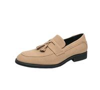 LMUIPMAA Zapatos de Vestir de Gamuza para Hombre Mocasines Slip-On Zapatos Casuales Ligeros Zapatos de Conducción,Marrón,38 EU