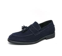 LMUIPMAA Zapatos de Vestir de Gamuza para Hombre Mocasines Slip-On Zapatos Casuales Ligeros Zapatos de Conducción,Azul,46 EU