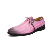 LMUIPMAA Zapatos de Vestir de Negocios Formales Modernos y cómodos para Hombres con Punta de Gorra de Cuero con Cordones,Rosado,45 EU