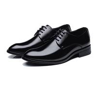 LMUIPMAA Zapatos de Vestir de Oxford Hombre para Negocios Cordones Boda Formal Zapatos de Traje,Negro,46 EU