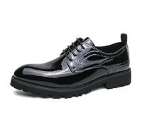 LMUIPMAA Zapatos de Vestir Elegantes de Cuero Charol para Hombre Zapatos Oxford Formales de Negocios Alto Brillo Esmoquin Boda Prom Derby,Negro,40 EU