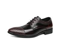 LMUIPMAA Zapatos de Vestir Hombre Derby Oxford Zapatos de Cordones Zapatos de Traje para Formales Casuales,Burgundy,40 EU