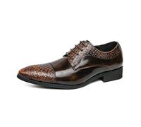 LMUIPMAA Zapatos de Vestir Hombre Derby Oxford Zapatos de Cordones Zapatos de Traje para Formales Casuales,Marrón,45 EU
