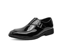 LMUIPMAA Zapatos de Vestir Monje Zapatos de Oxfords Zapatillas Clásicas Formales Derby para Hombre,Negro,44 EU