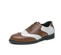 LMUIPMAA Zapatos de Vestir Oxford Wingtip para Hombre Clásico Brogue Bicolor Formales para Boda, Negocios y Fiesta,Marrón,42 EU