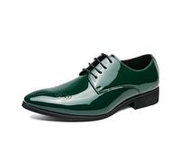 LMUIPMAA Zapatos De Vestir Oxfords Zapatos De Cuero con Cordones Zapatos De Traje De Derby Formales para Hombre Zapatos Boda Negocios,Verde,46 EU