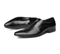 LMUIPMAA Zapatos De Vestir para Hombre, Mocasines Zapatos Informales De Negocios con Punta Baja Y Punta Puntiaguda,Negro,48 EU