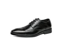 LMUIPMAA Zapatos de Vestir para Hombres Zapatos de Cuero Cordones Corte bajo Zapatos Brogue Formales Zapatos de Oxford para Fiesta,Negro,48 EU