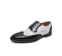 LMUIPMAA Zapatos de Vestir Punta de ala para Hombre, Estilo clásico Brogue Oxford Zapatos de Boda con Cordones Zapatos de Formales de Cuero de Microfibra,Negro,47 EU