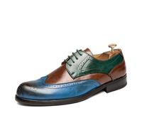 LMUIPMAA Zapatos Formales De Cuero para Hombre, Zapatos De Vestir Brogue Derbys para Boda, Fiesta,Azul,38 EU