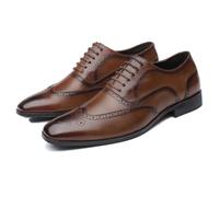 LMUIPMAA Zapatos Formales de Cuero para Hombre, Zapatos de Vestir Oxford Derby Brogue para Hombre,Marrón,43 EU