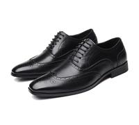 LMUIPMAA Zapatos Formales de Cuero para Hombre, Zapatos de Vestir Oxford Derby Brogue para Hombre,Negro,45 EU
