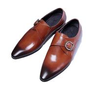 LMUIPMAA Zapatos Formales Hombre de Cuero Sintético Calzado de Vestir con Hebilla para Bodas, Eventos y Negocios,Marrón,47 EU