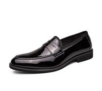 LMUIPMAA Zapatos Mocasines de Charol Brillante para Hombre para conducción, Fiesta, Baile y Prom,Negro,42 EU