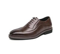LMUIPMAA Zapatos Oxford De Cuero para Hombre Zapato Brogue Clásico para Trabajo Boda Oficina Prom,Marrón,46 EU