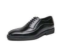 LMUIPMAA Zapatos Oxford De Cuero para Hombre Zapato Brogue Clásico para Trabajo Boda Oficina Prom,Negro,40 EU