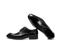 LMUIPMAA Zapatos Oxford de Punta Lisa para Hombre Zapatos de Vestir Derby Formales de Negocios con Cordones,Negro,42 EU