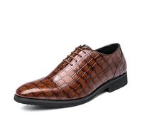 LMUIPMAA Zapatos Oxford de Vestir para Hombre de Cuero con Estampado de Piedra, Cordones Formales Derby para Eventos de Negocios, Bodas, Promociones y Esmoquin
