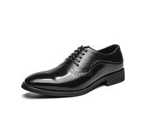 LMUIPMAA Zapatos Oxford Formales De Charol para Hombre, Zapatos De Negocios, Boda, Derby con Cordones Y Puntera Redonda,Negro,41 EU
