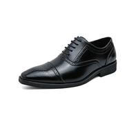 LMUIPMAA Zapatos Oxford Hombre, Cuero Vestir Zapatos Cordones Derby Punta de ala Zapatos Boda Negocios Brogue Zapatos,Negro,44 EU