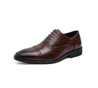 LMUIPMAA Zapatos Oxford Hombre, Cuero Vestir Zapatos Cordones Derby Punta de ala Zapatos Boda Negocios Brogue Zapatos,Marrón,38 EU