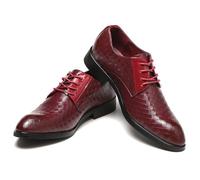 LMUIPMAA Zapatos Oxford Hombre, Cuero Zapatos de Vestir Cordones Derby Boda Negocios Formales Zapatos,Burgundy,43 EU
