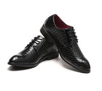 LMUIPMAA Zapatos Oxford Hombre, Cuero Zapatos de Vestir Cordones Derby Boda Negocios Formales Zapatos,Negro,43 EU