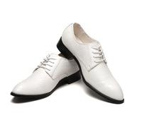 LMUIPMAA Zapatos Oxford Hombre, Cuero Zapatos de Vestir Cordones Derby Boda Negocios Formales Zapatos,Blanco,41 EU