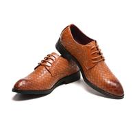 LMUIPMAA Zapatos Oxford Hombre, Cuero Zapatos de Vestir Cordones Derby Boda Negocios Formales Zapatos,Amarillo,43 EU