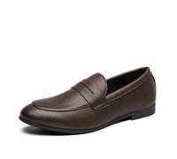 LMUIPMAA Zapatos Oxfords de Vestir para Hombre, Mocasines Cómodos, Slip-On, Flats para Conducir, Zapatos Formales de Negocios,Marrón,37 EU