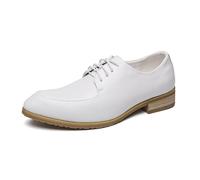 LMUIPMAA Zapatos Vestir Derby Homres de Cordones Zapatos Oxford de Punta Lisa Formales clásicos Hombre,Blanca,38 EU