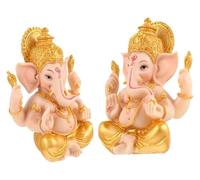 LMUTUNMPA Adorno Feng Shui, Dios de la Riqueza, 2 Piezas Figura Buda Palma, decoración Escritorio, Escultura Elefante India, Decoraciones hindúes for salpicadero Coche, símbolo Buena Suerte