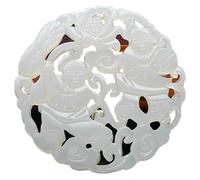 LMUTUNMPA Colgante Feng Shui, jade antiguo, piezas de flores huecas doble cara, collar Hanfu for hombres y mujeres, hecho a mano piedra