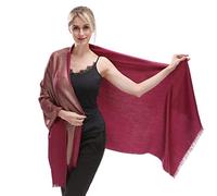 LMVERNA Chales y envolturas de pashmina suaves y metálicos brillantes para mujer en colores sólidos, Maroon-glod, M