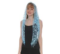LMVERNA Mantilla de encaje triangular con velo de tul para cubrir la iglesia para bodas y damas de honor, Azul, M
