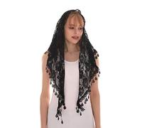 LMVERNA Mantilla, encaje, borlas, transparente, floral, triangular, bufanda, estampada, seda, suave, chal, bufanda (negro)
