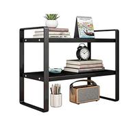 LMXRYPD Estantería de Escritorio para Libros, Estanteria Habitacion con Almohadillas Antideslizantes, Estantería de Mesa para Hogar, Oficina, Dormitorio(Black,3-Shelf)