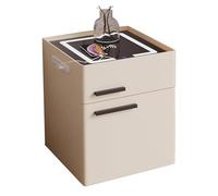 LMXRYPD Mesitas de Noche, Mesitas de Noche, Mesa de Centro Moderna, Mesa Auxiliar con Estación de Carga, con Cajones, para Dormitorio(White,35cm/13.8in)