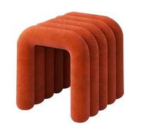 LMXRYPD Reposapies Salon de Terciopelo, Taburete Tocador 46 cm, Estructura de Acero Resistente, Reposapiés Tapizado para Dormitorio y Habitación(Orange)
