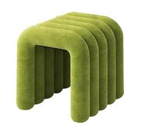 LMXRYPD Reposapies Salon de Terciopelo, Taburete Tocador 46 cm, Estructura de Acero Resistente, Reposapiés Tapizado para Dormitorio y Habitación(Light Green)
