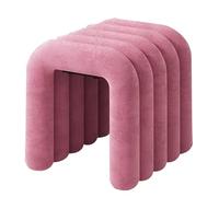 LMXRYPD Reposapies Salon de Terciopelo, Taburete Tocador 46 cm, Estructura de Acero Resistente, Reposapiés Tapizado para Dormitorio y Habitación(Pink)