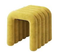 LMXRYPD Reposapies Salon de Terciopelo, Taburete Tocador 46 cm, Estructura de Acero Resistente, Reposapiés Tapizado para Dormitorio y Habitación(Yellow)