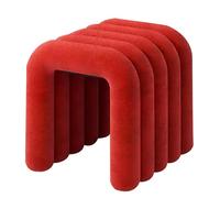 LMXRYPD Reposapies Salon de Terciopelo, Taburete Tocador 46 cm, Estructura de Acero Resistente, Reposapiés Tapizado para Dormitorio y Habitación(Red)